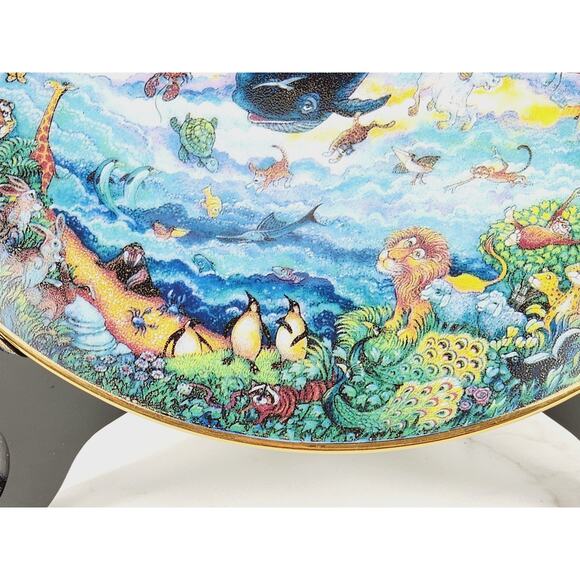 Wildlife & Marine Life Plate In The Beginning Wall Decor 8" Porcelain 80's Vtg - Picture 6 of 15